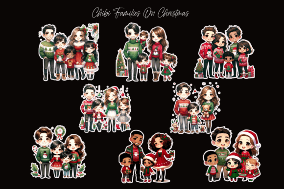 Chibi Families on Christmas: Festive Illustrations for Makers