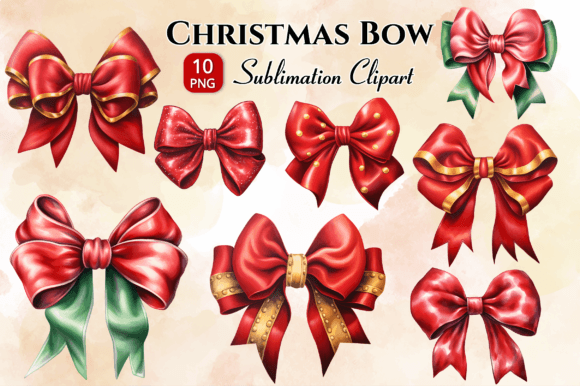 Christmas Bow Sublimation Clipart PNG