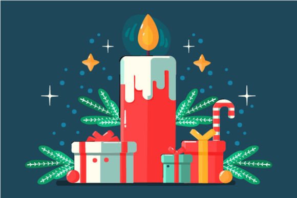 Christmas Candle Background Illustration for Crafts & Illustrations