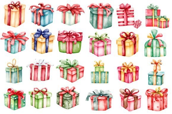 Christmas Gift Boxes Clipart Set: Modern Illustrations for Seasonal Projects