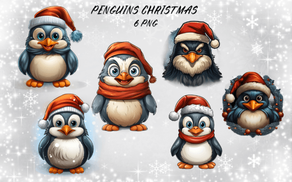 Christmas Penguin Sublimation Bundle: Festive Illustrations for Branding
