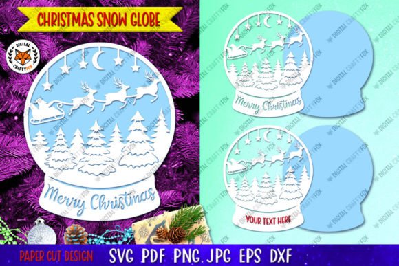 Christmas Snow Globe SVG, Flying Santa for Illustrations