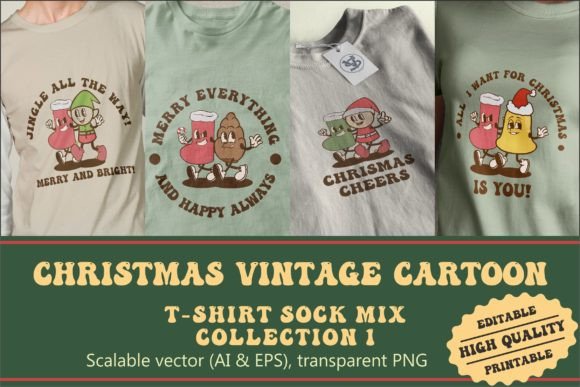Christmas Sock Mix Vintage Cartoon Illustrations Review