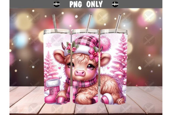 Christmas Tumbler Wraps Highland CowPink Illustrations Review