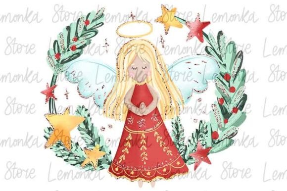 Christmas Wreath with Angel Girl Png Review