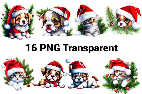 Cute Christmas Cats and Dogs Illustrations for Holiday Branding