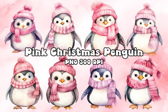 Pink Christmas Penguin Review: Playful Illustrations for Seasonal Branding