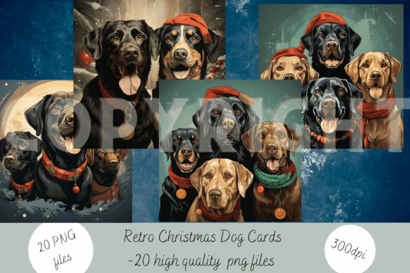 Retro Christmas Dogs Set 2: Festive Illustrations for Local Brands